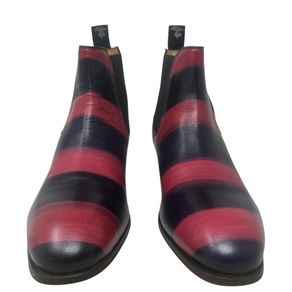 Rare John Fluevog Cairo 2.0 Striped Chelsea Ankle Boots Size 8 Boho Art to Wear - Picture 2 of 12